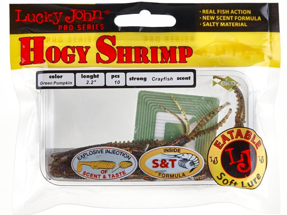 Мягкая приманка Lucky John Series HOGY SHRIMP 2,2in (56 мм), цвет PA03, 10 шт.