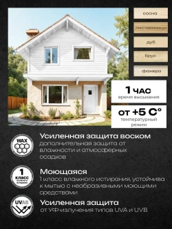 HUSKY SIBERIAN Краска для дерева акриловая цвет белый 0.9 л