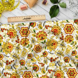 Ткань таффета белая хохлома