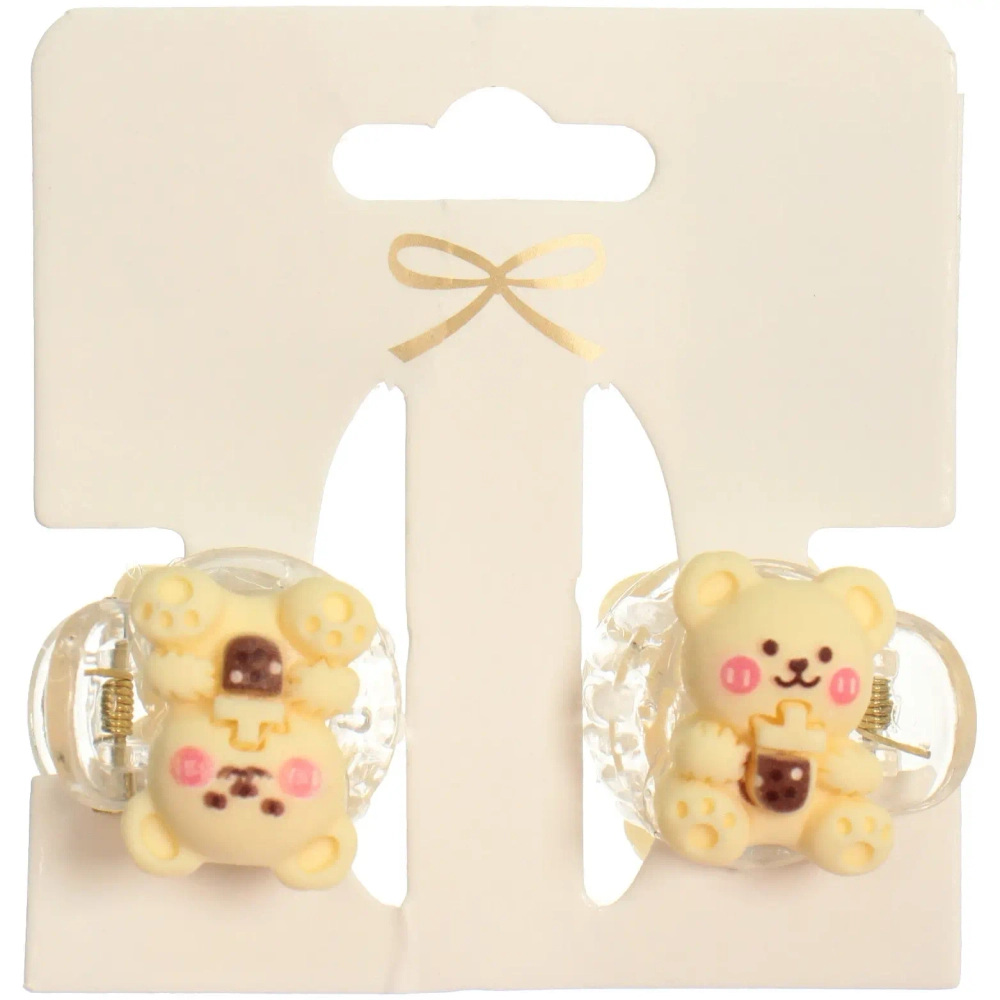 Заколки - крабы для волос детские 2шт на блистере «Chocolate Lolly», мишки, 2.2 см