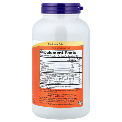 NOW Foods, омега-3-6-9, 250 капсул