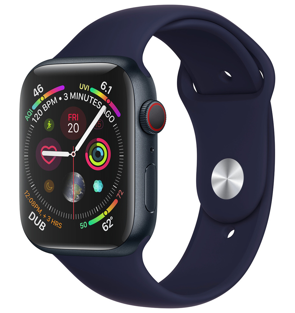 Ремешок спортивный для Apple Watch 44/45/46/49 мм силиконовый (Темно-Синий)