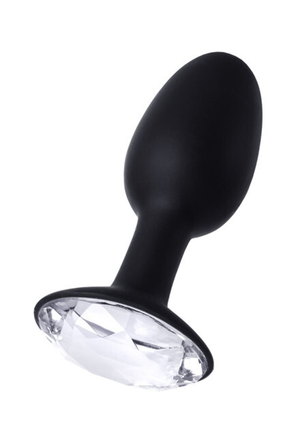 Силиконовая анальная втулка с прозрачным кристаллом в основании Crystal Amulet small (Цвет: черный с прозрачным)