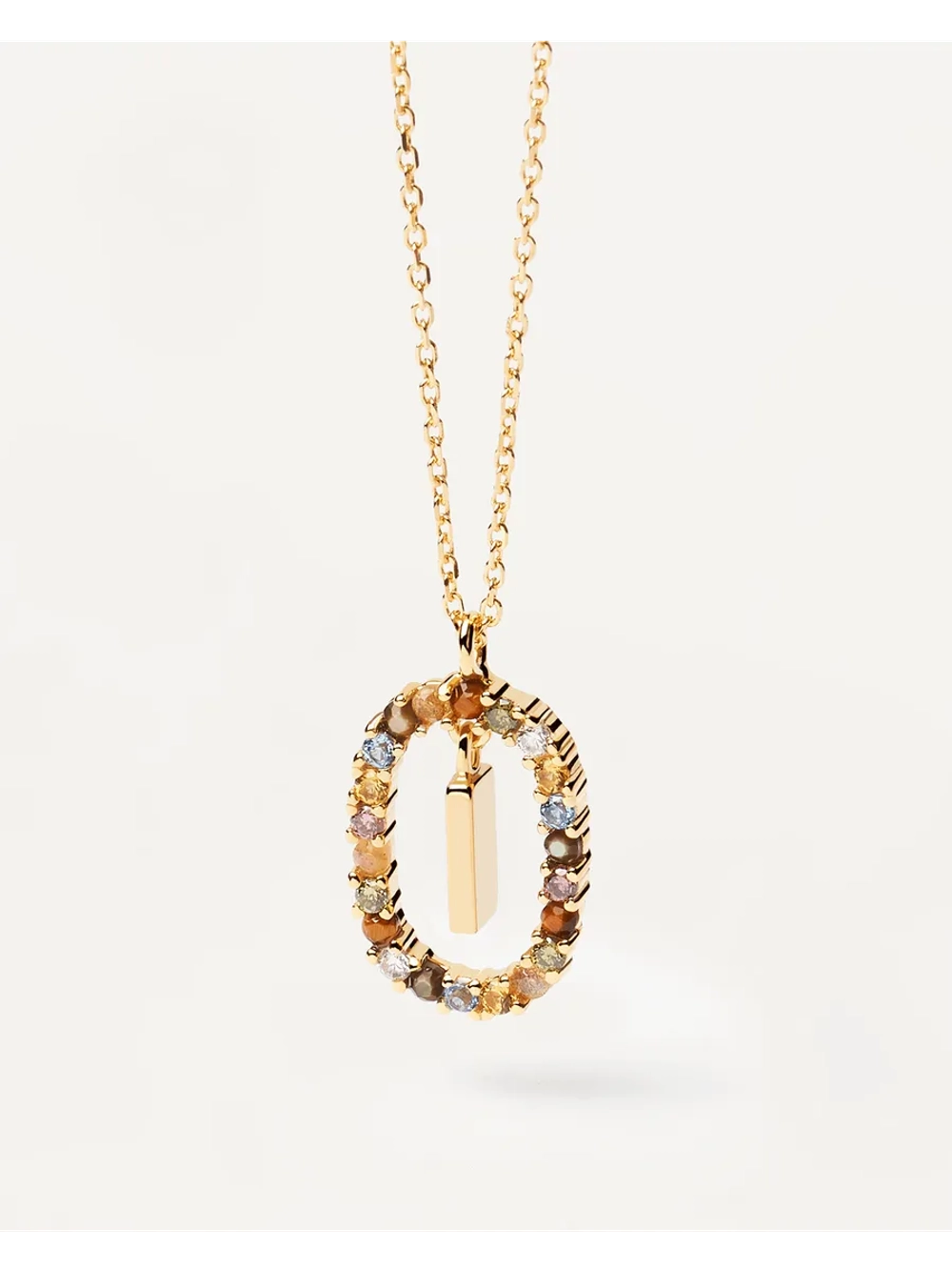 Колье Буква I серебро 925 пробы покрытое золотом