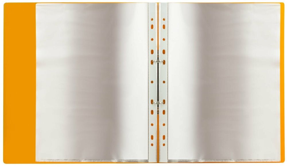 Папка для портфолио и презентаций, 2 кольца, 20 файлов, пластик, желтая, BRAUBERG, 126676