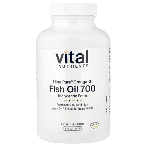 Vital Nutrients, ультрачистый рыбий жир 700, со вкусом лимона, 120 капсул