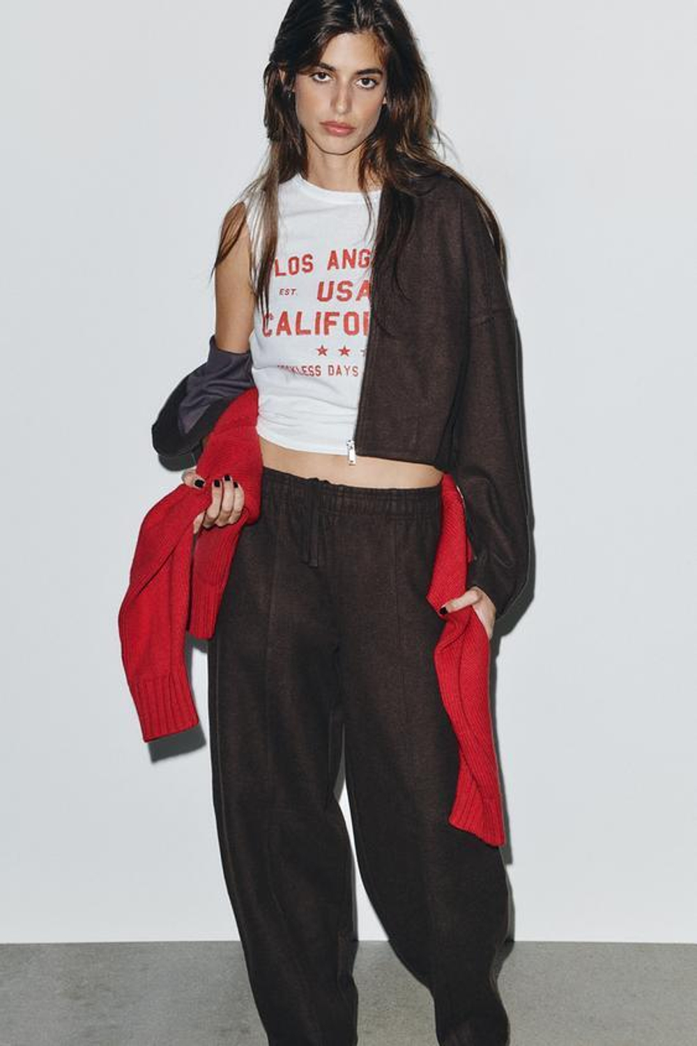 ZARA БРЮКИ ПРЯМОГО КРОЯ ИЗ МЯГКОЙ ТКАНИ, КОРИЧНЕВЫЙ