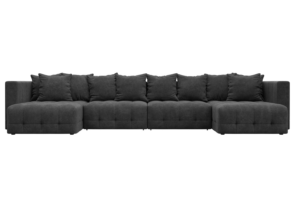 Диван П-образный Лига-052 НПБ Лонг, BRUT 16 ВЕЛЮР темно-серый