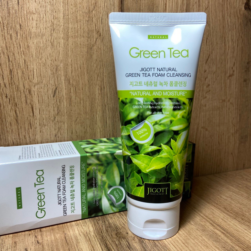 Пенка для умывания Jigott Natural Green Tea Foam Cleansing Зеленый чай (200 мг) 180 мл