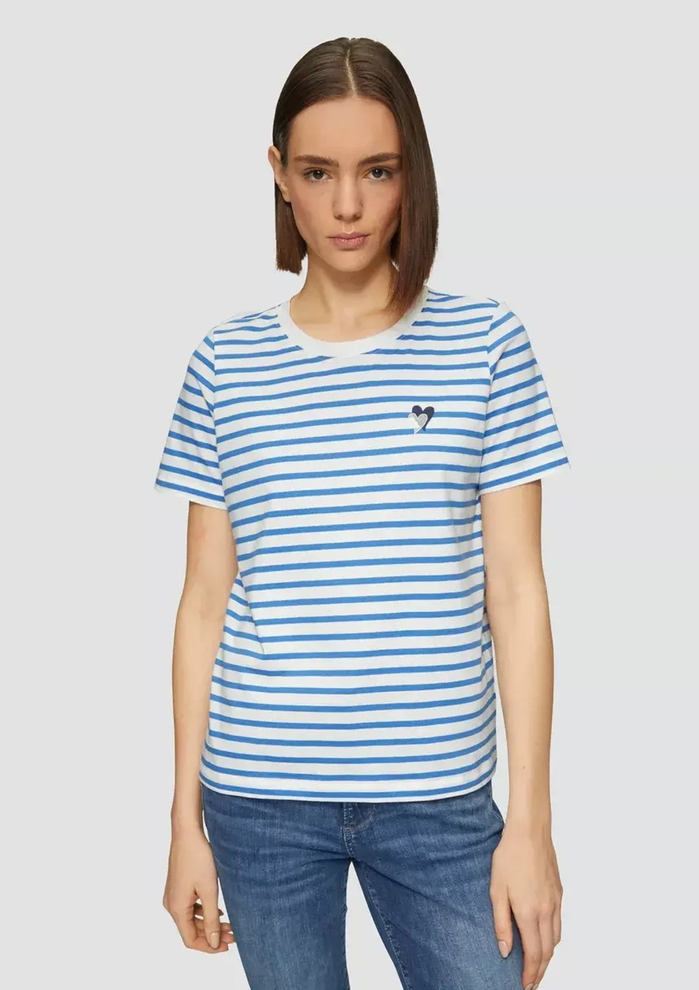 Футболка в полоску Relaxed Fit с вышивкой в форме сердца s.Oliver