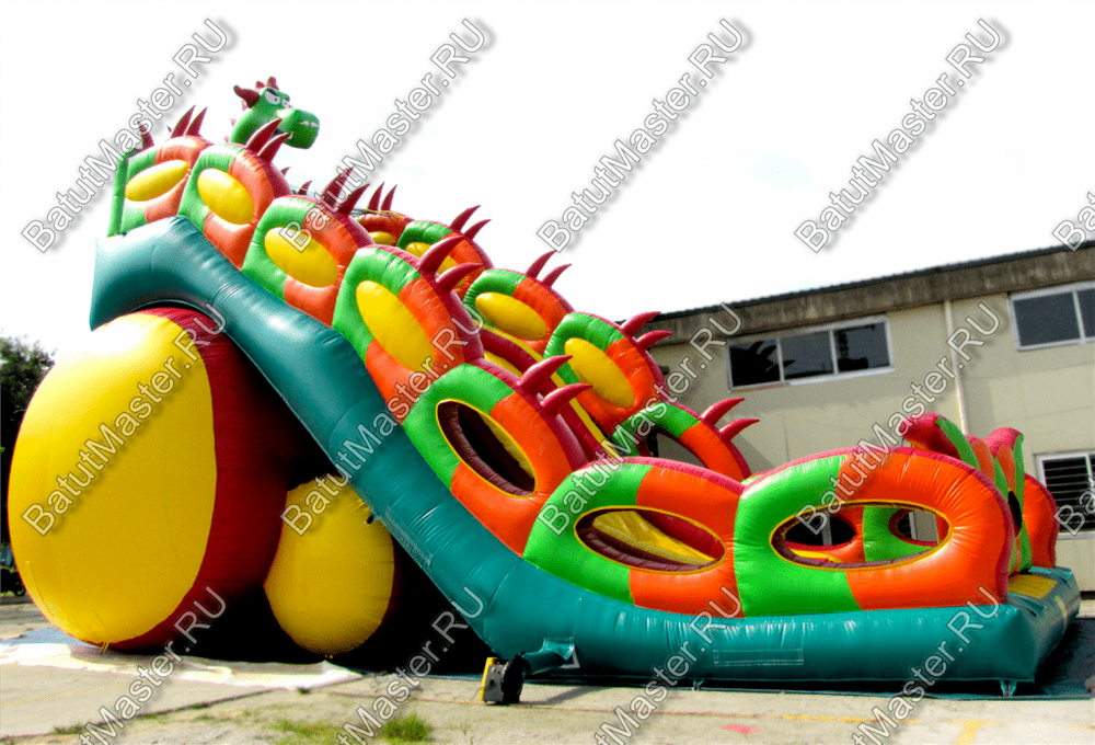 Батут-горка "Дракон 3" с шипами, два входа 11*6*8,5 м