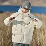 Пуховик для мужчин бренд премиум-класса GURBAKS с капюшоном ,комбинированная ткань. Купить оптом и в розницу.