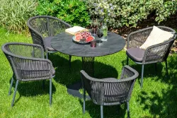 "Диего" обеденная группа на 4 персоны со стульями "Марсель", столешница "серый гранит"