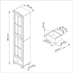 Шкаф витрина 40х32х182, Бритта, стеклянная, для посуды, буфет деревянный однодверный, массив сосны, лак, Dipriz