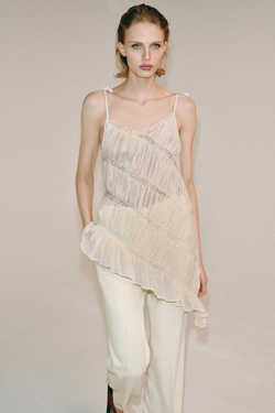 ZARA ТОП АСИММЕТРИЧНОГО КРОЯ СО СКЛАДКАМИ — ZW COLLECTION, ЭКРЮ