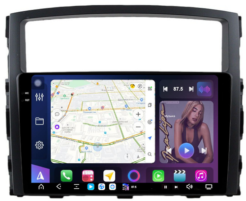 Магнитола для Mitsubishi Pajero 4 2006-2022 - FarCar S500-TS20 монитор 9.5" 2K QLED на Android 14, Быстрейшая, CarPlay, 4G SIM-слот
