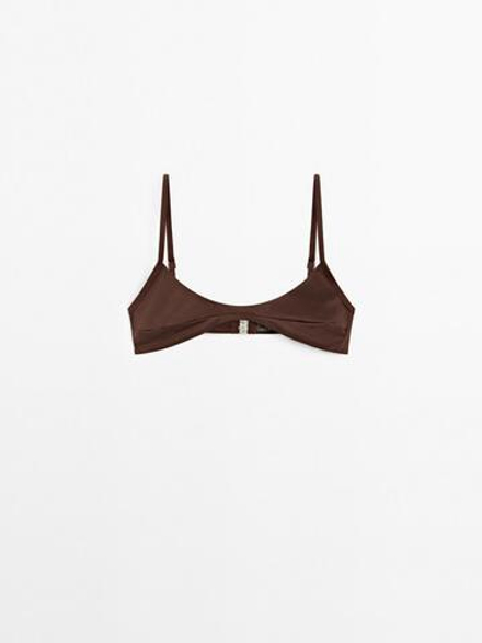 Massimo Dutti Топ бикини со швом по центру, коричневый