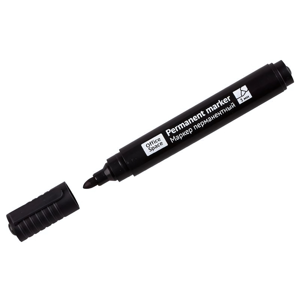 Маркер перманентный 3мм. черный, пулевидный "8004А" (Спейс)