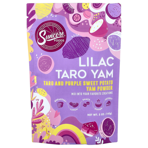 Suncore Foods, порошок из сиреневого таро и ямса, таро и фиолетового батата, 142 г (5 унций)