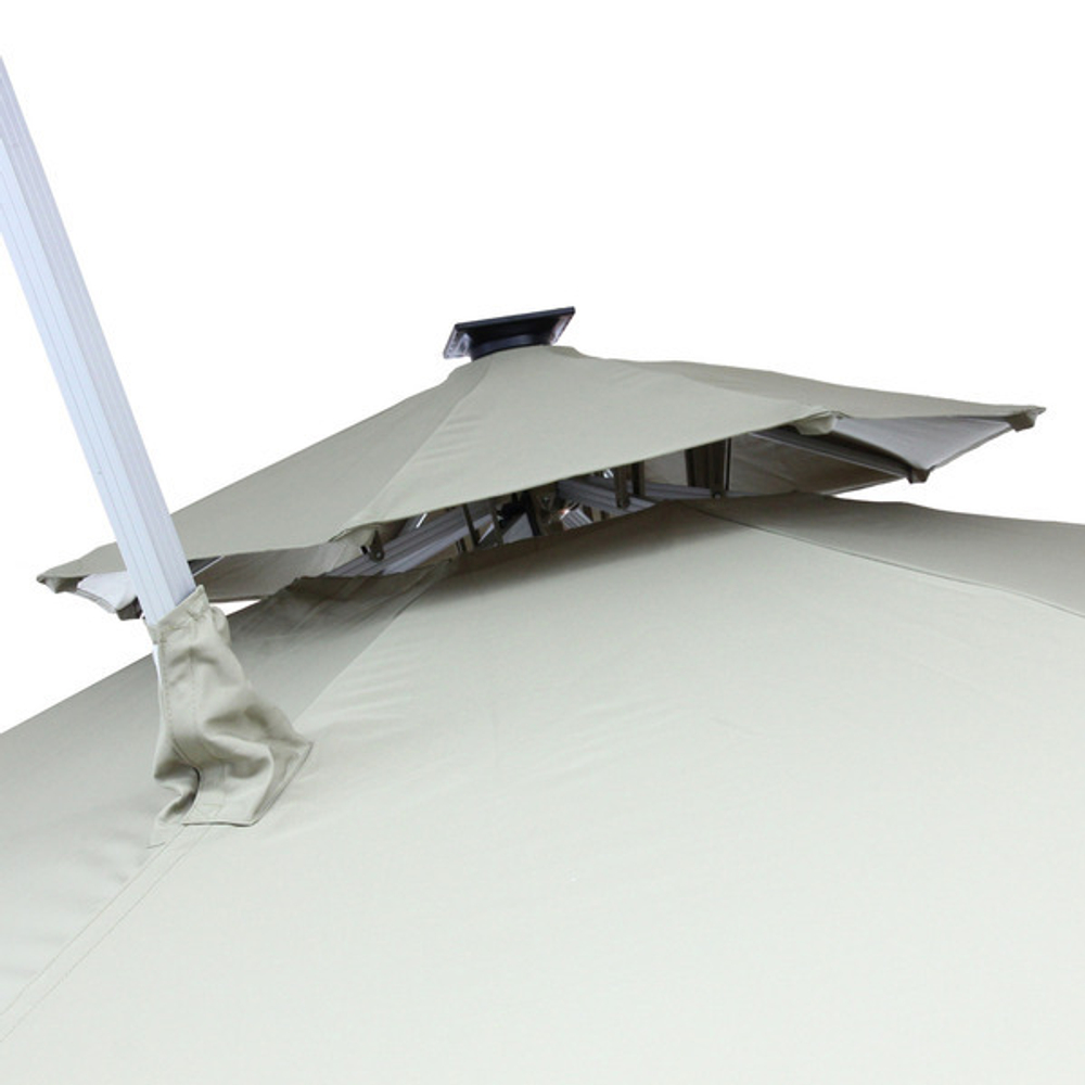 Зонт садовый складной с подставкой и подсветкой, круглый 300 см, бежевый