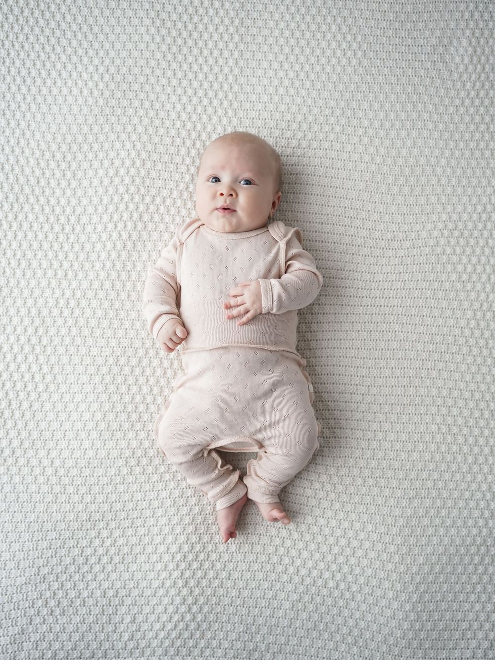 Боди с длинным рукавом "Нюд" из ажурного хлопка 0+