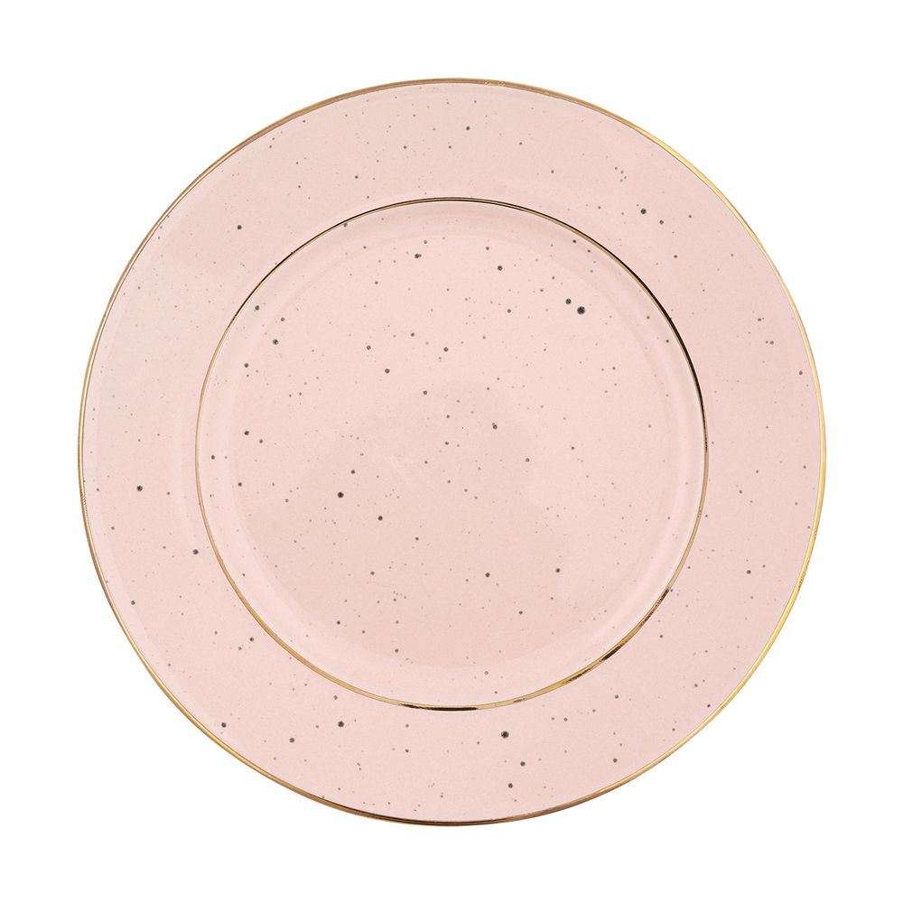 Тарелка pale pink с золотой каймой