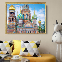 Алмазная мозаика на подрамнике Храм Спас на крови 30х40