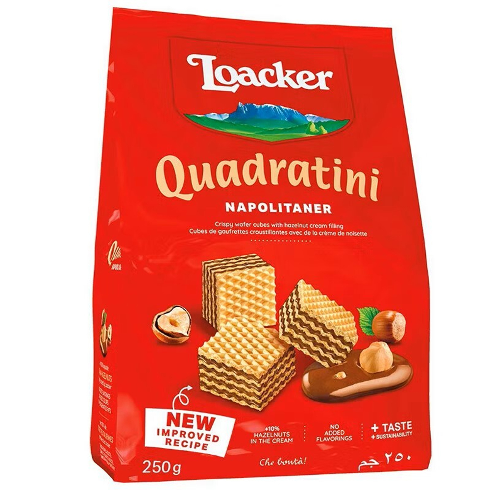 Loacker Quadratini Вафельные кубики 250г Napolitaner