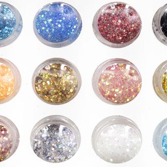 Декор для ногтей, шестигранники, 12 цветов