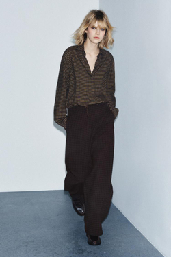 ZARA БЛУЗА В КЛЕТКУ ВИШИ — ZW COLLECTION, ЧЕРНЫЙ/КОРИЧНЕВЫЙ