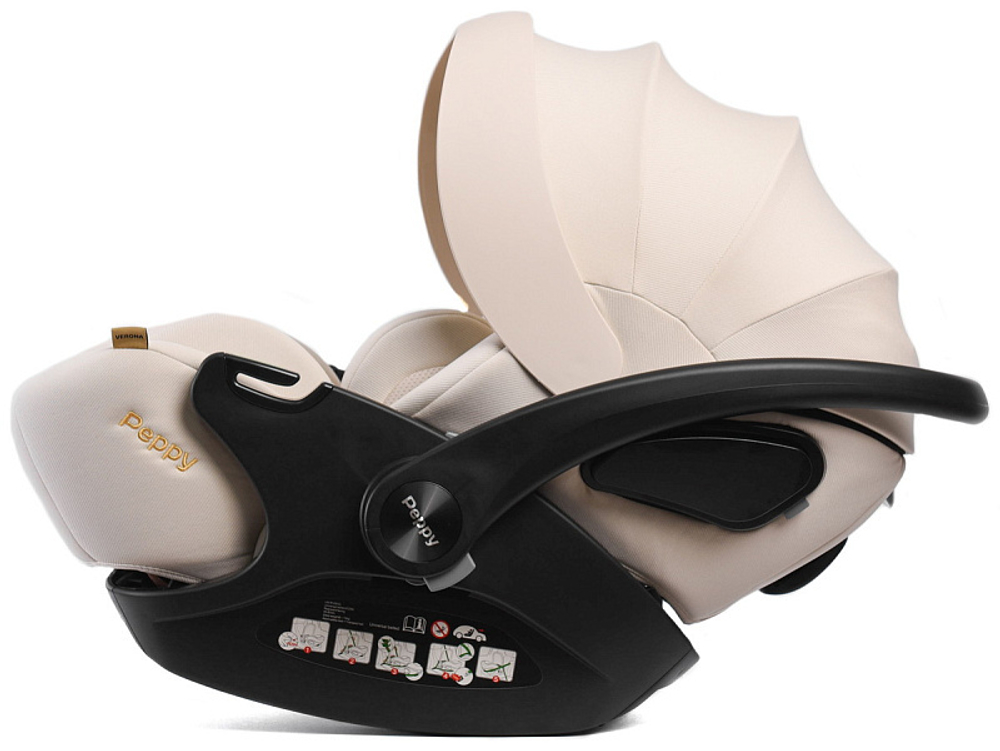 Прогулочная коляска Peppy Amici с автокреслом Verona Beige Black рама Black