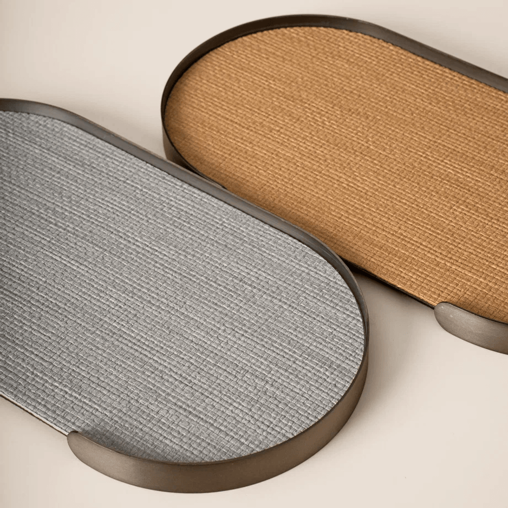 Поднос металлический овальный коричневый