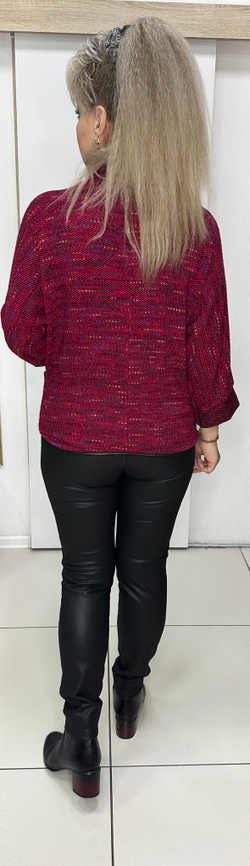 Итальянский меланжевый джемпер с кармашками и хомутом