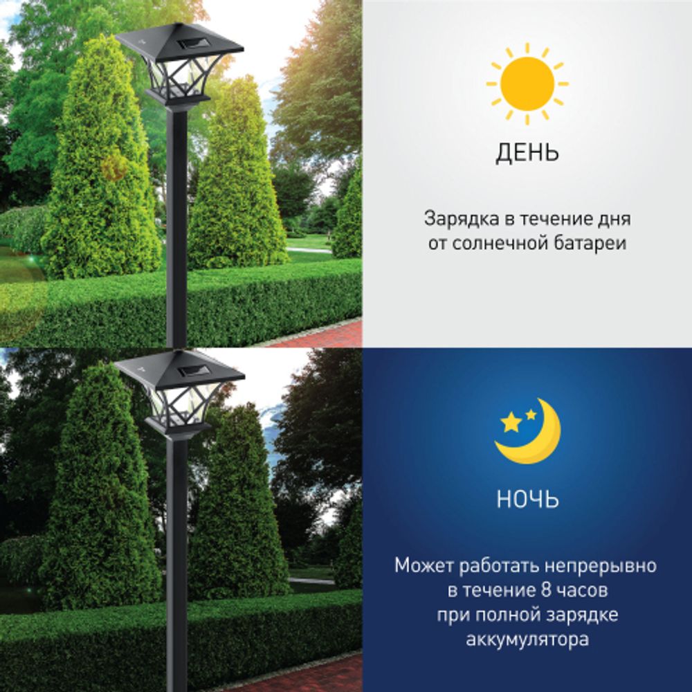 SL-PL155-PST ЭРА Садовый светильник на солнечной батарее, пластик, черный, 155 см | Садовые декоративные светильники