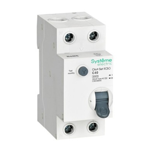 Дифференциальный автомат City9 Set электронный C40А 30мА тип АС 2П 6кА Systeme Electric (дифавтомат, АВДТ) C9D36640