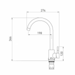 Смеситель для кухни 35k MIXLINE MLSS-0303 трубчатый излив, п/гайку САТИН