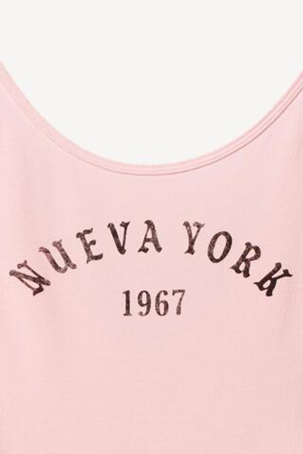 ZARA X WILLY CHAVARRIA БОДИ С НАДПИСЬ, ПАСТЕЛЬНО-РОЗОВЫЙ