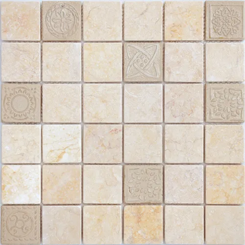 Мозаика из натурального камня Art Botticino MAT 48x48x8 Art Stone бежевый желтый