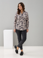 Блузка БЛ-22/антрацит-бежцветы