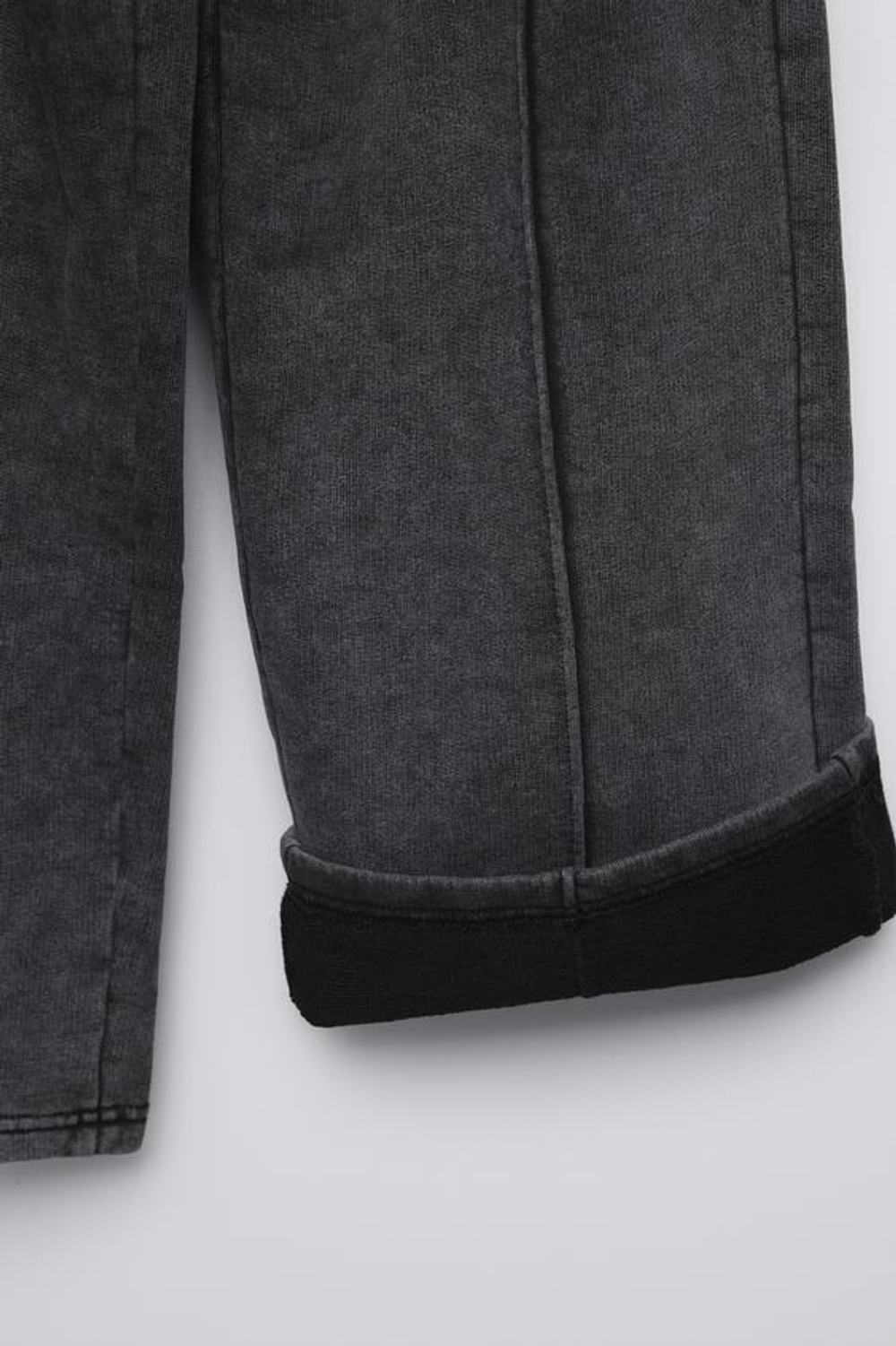 ZARA БРЮКИ WIDE LEG ИЗ МЯГКОЙ ТКАНИ С ЭФФЕКТОМ ПОТЕРТОСТИ, АНТРАЦИТОВО-СЕРЫЙ