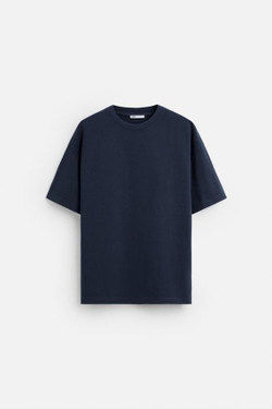 ZARA БАЗОВАЯ ФУТБОЛКА HEAVY WEIGHT, СИНИЙ