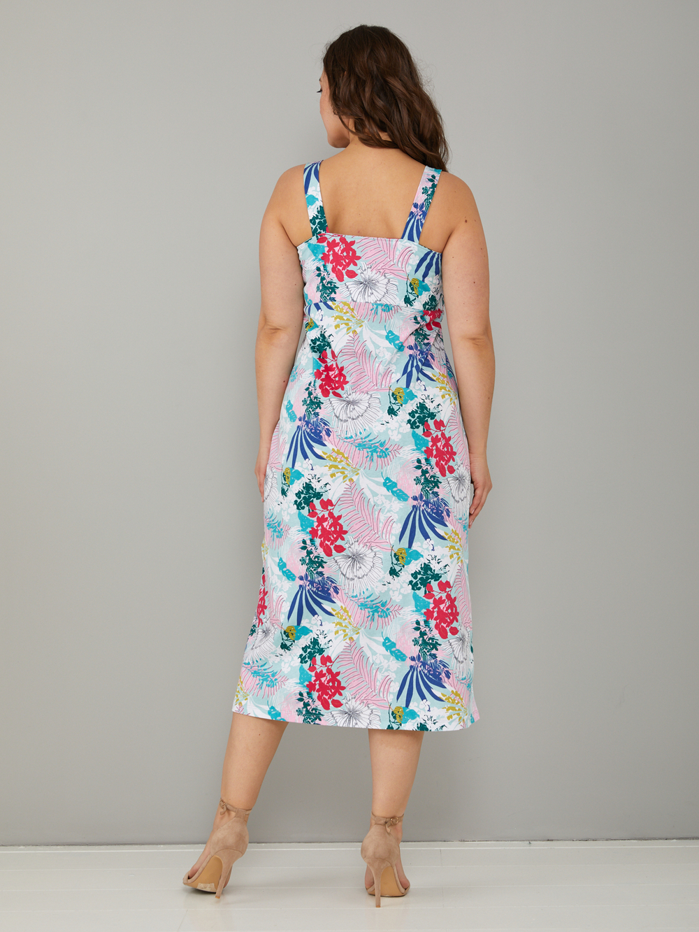 Платье П-015/серозеленый-тропик