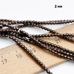 Гематит Шар граненый бусины (имитация), цвет коричневый, размер около 2 мм, цена за нить 180 шт (около 39 см)