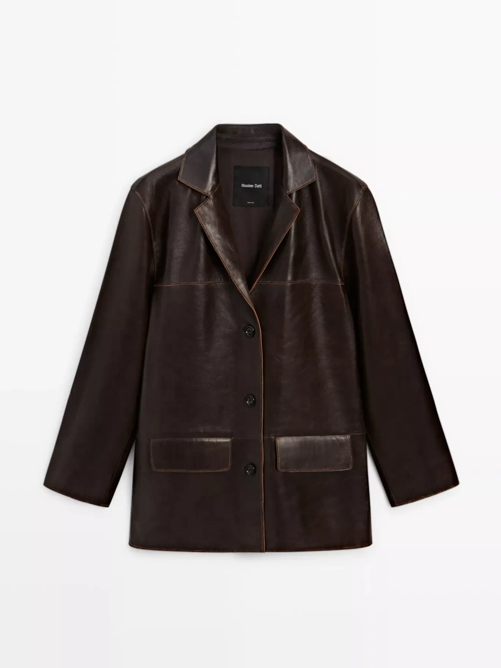 Massimo Dutti Куртка из кожи наппа, коричневый