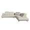 Угловой диван с правым шезлонгом 6244 из светло-серой кожи