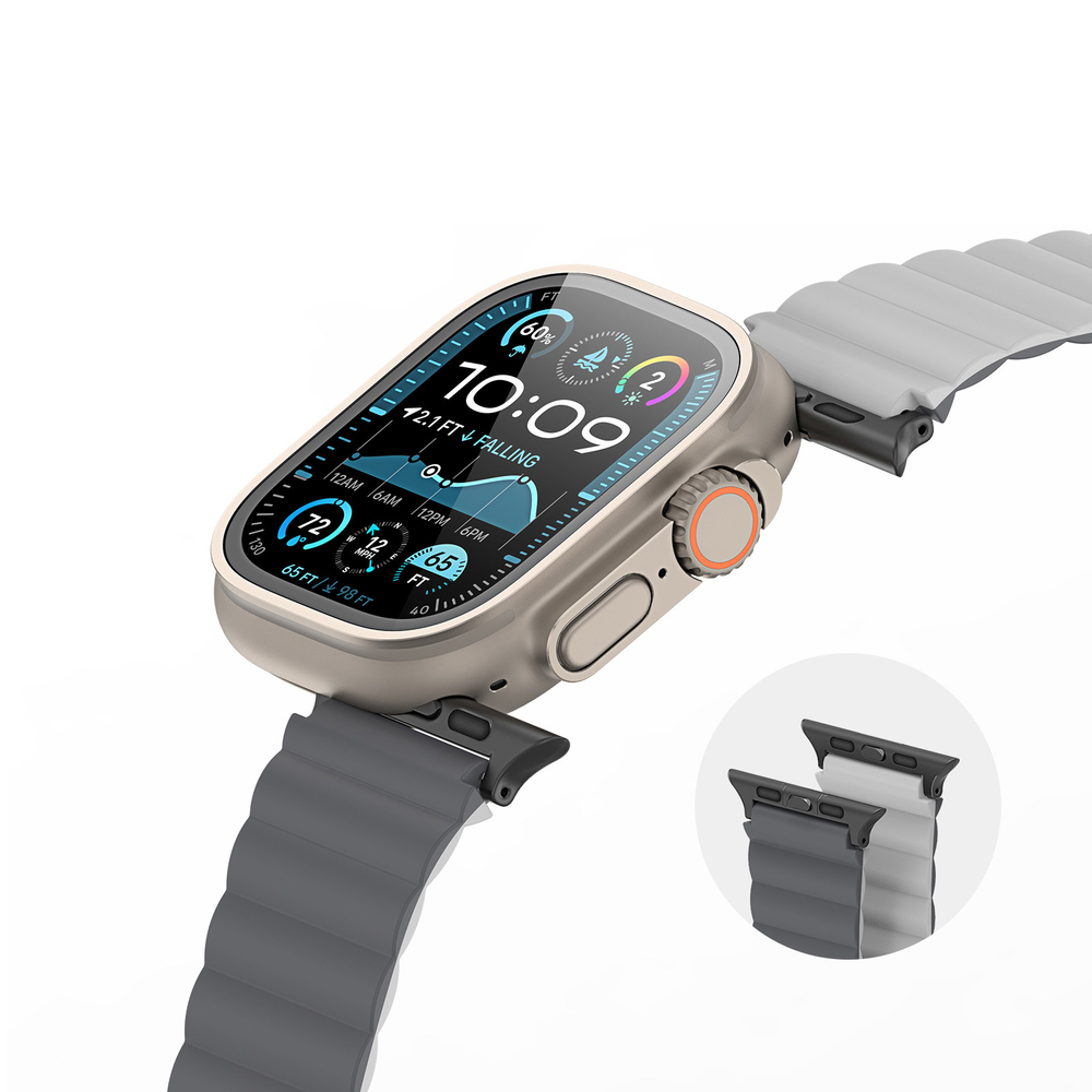 Ремешок магнитный двухсторонний от Dux Ducis для смарт часов Apple Watch 42, 44, 45, 46, 49мм, серия SD Series (два цвета Dark Grey/Light Grey)