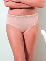 Высокие трусики-слипы с ажуром на поясе (Размер: 52) (Цвет: грязно-розовый)