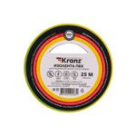 Изолента ПВХ 0,13х19мм, 25м, желто-зеленая KRANZ