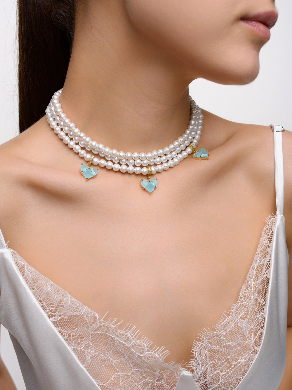 Колье "Delicacy blue soul" Gold