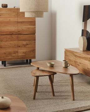 Журнальный столик Duvani из массива акации с выбеленной отделкой Ø110 x 60